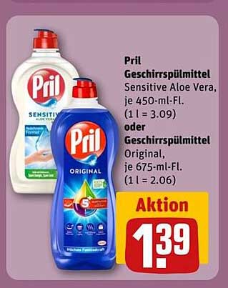 Pril Geschirrspülmittel Sensitive Aloe Vera 450 ml oder Original 675 ml