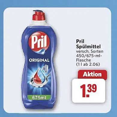 Pril Spülmittel versch. Sorten 450/675-ml-Flasche (1l ab 2.06)