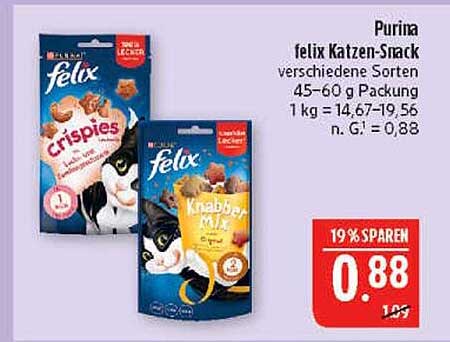 Purina felix Katzen-Snack verschiedene Sorten 45-60 g