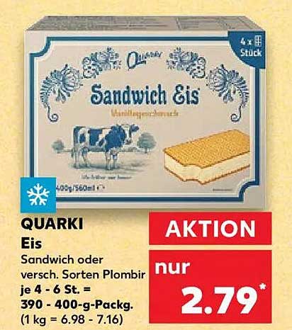 QUARKI Sandwich Eis 390-400 g