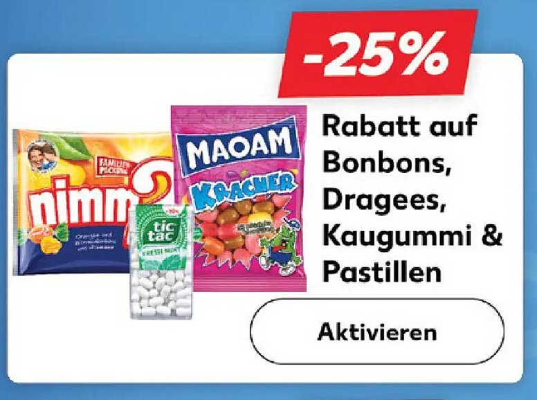 Rabatt auf Bonbons, Dragees, Kaugummi & Pastillen -25%