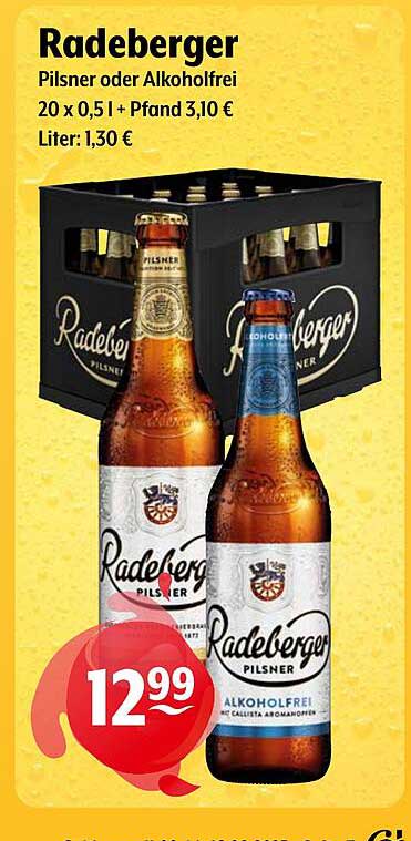 Radeberger Pilsner oder Alkoholfrei 20 x 0,5 l + Pfand 3,10 €