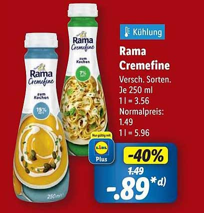Rama Cremefine - Verschiedene Sorten zur Wahl