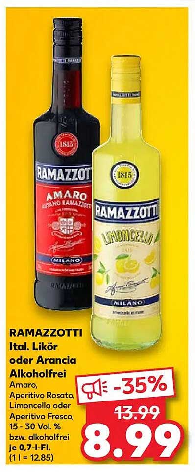 RAMAZZOTTI Ital. Likör oder Arancia Alkoholfrei