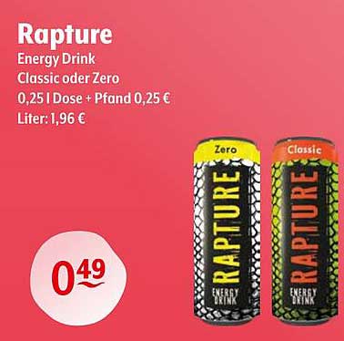 Rapture Energy Drink Classic oder Zero 0,25 l Dose