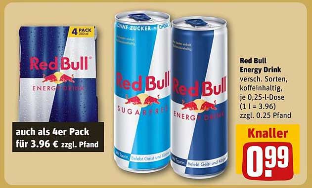Red Bull Energy Drink – 0,25-L-Dose für nur 0,99 €