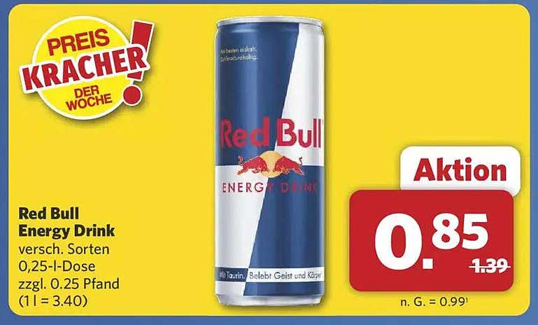 Red Bull Energy Drink 0,25 l - Preis Kracher der Woche