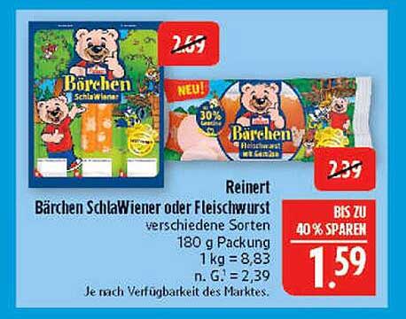 Reinert Bärchen SchlaWiener oder Fleischwurst - Verschiedene Sorten