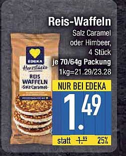 Reis-Waffeln Salz Caramel oder Himbeer, 4 Stück