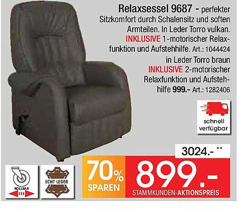 Relaxsessel 9687 - perfekter Sitzkomfort durch Schalensitz und softem Armteilen