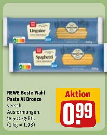 REWE Beste Wahl Pasta Al Bronzo - 500 g für nur 0,99 €