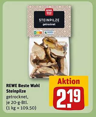 REWE Beste Wahl Steinpilze getrocknet, je 20-g-Btl.