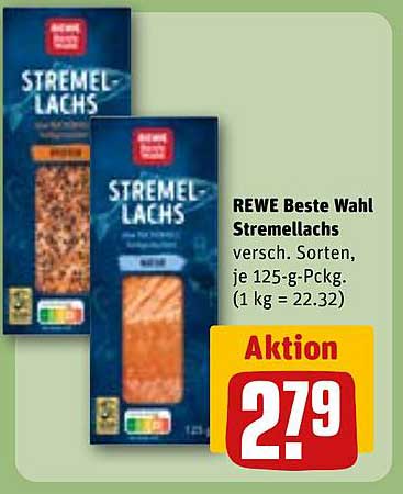 REWE Beste Wahl Stremlachs, verschiedene Sorten, je 125-g-Packung