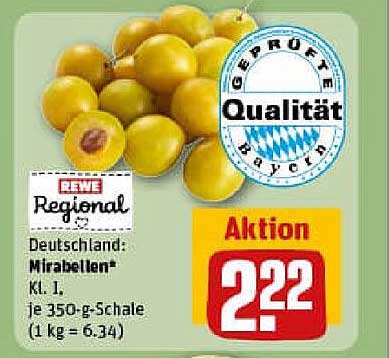 REWE Regional Mirabellen Kl. I 350-g-Schale