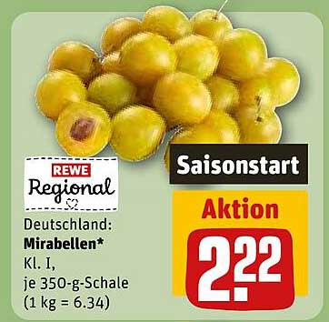 REWE Regional Mirabellen - Kl. I, 350-g-Schale