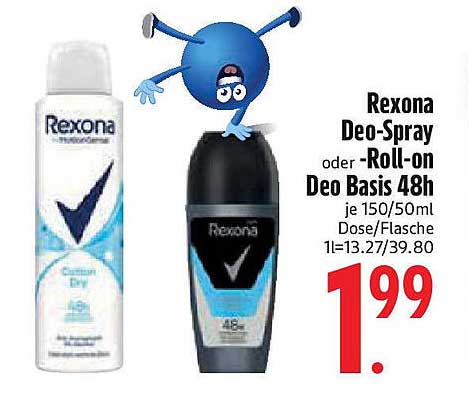 Rexona Deo-Spray oder -Roll-on Deo Basis 48h je 150/50ml