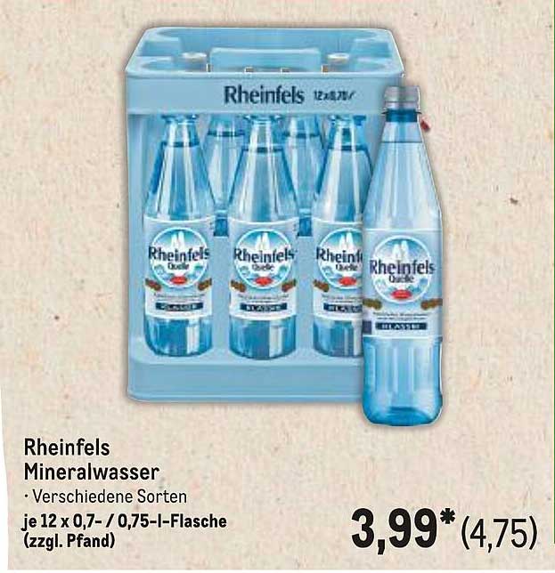 Rheinfels Mineralwasser - Verschiedene Sorten