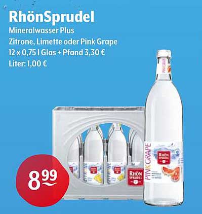 RhönSprudel Mineralwasser Plus - Zitrone, Limette oder Pink Grape