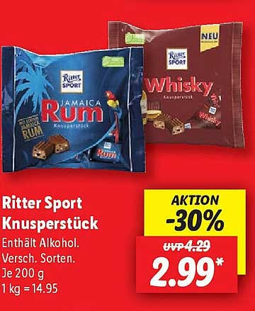 Ritter Sport Knusperstück Jamaica Rum & Whisky