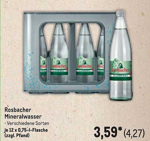Rosbacher Mineralwasser - Verschiedene Sorten