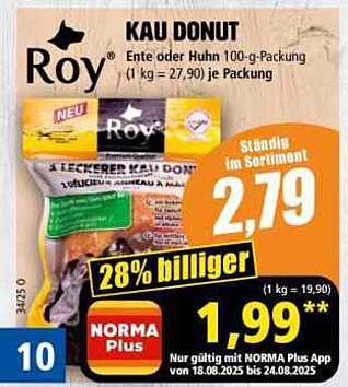 Roy Kau Donut Enten- oder Hühnergeschmack 100-g-Packung