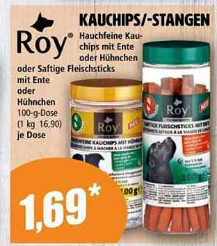 Roy Kauchips/Stangen mit Enten oder Hähnchen - 100-g-Dose