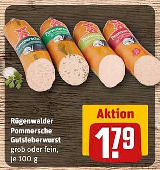 Rügenwalder Pommersche Gutsleberwurst grob oder fein, je 100 g