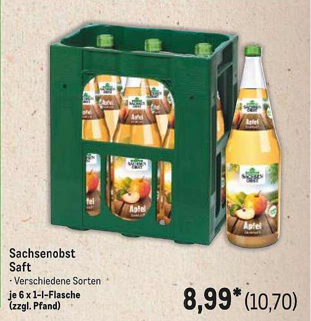 Sachsenobst Saft - Verschiedene Sorten je 6 x 1-l-Flasche (zzgl. Pfand)