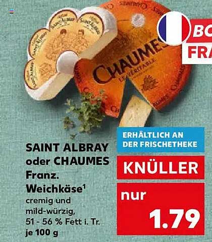 SAINT ALBRAY oder CHAUMES Franz. Weichkäse