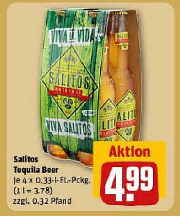 Saltos Tequila Beer 4 x 0,33 l - Aktion
