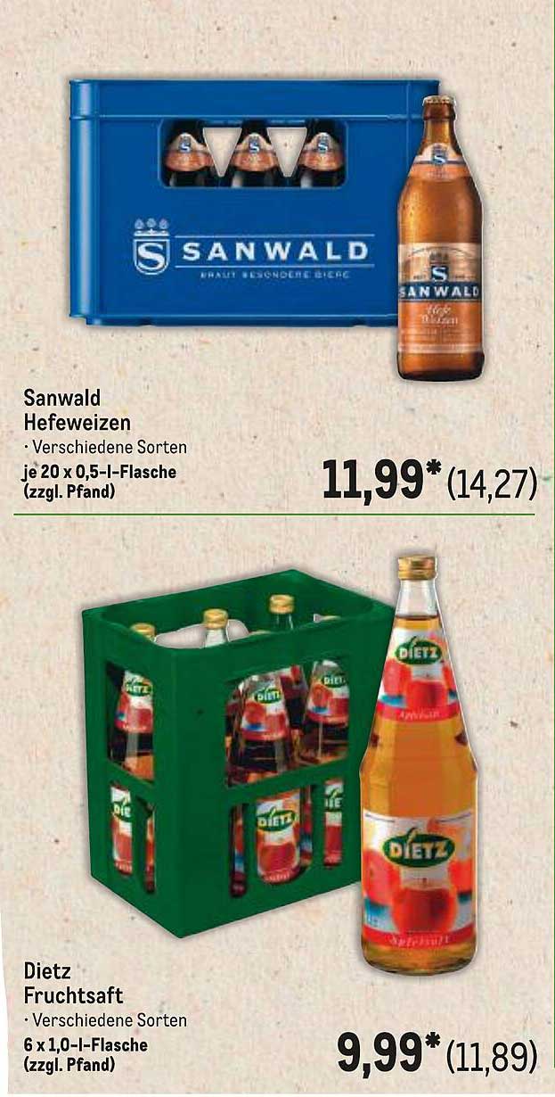Sanwald Hefeweizen 20 x 0,5 l-Flasche (zzgl. Pfand)