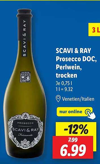 SCAVI & RAY Prosecco DOC, Perlwein, trocken 0,75 l
