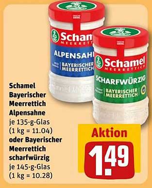 Schamel Bayerischer Meerrettich Alpensahne und Bayerischer Meerrettich scharf würzig
