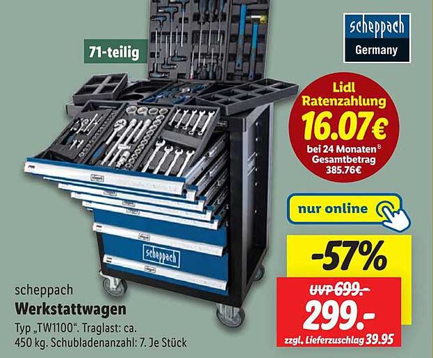 Scheppach Werkstattwagen 71-teilig