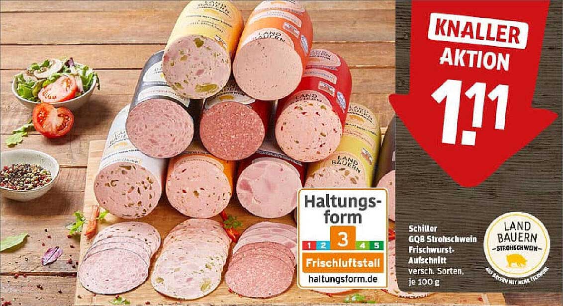Schiller GQB Strohschwein Frischwurstauschnitt, verschiedene Sorten, je 100 g