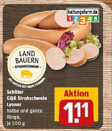 Schiller GQB Strohschwein Lyoner halbe und ganze Ringe, je 100 g