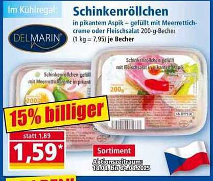 Schinkenröllchen in pikantem Aspik – gefüllt mit Meerrettichcreme oder Fleischsalat