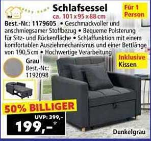 Schlafsessel Dunkelgrau - 50% Rabatt!