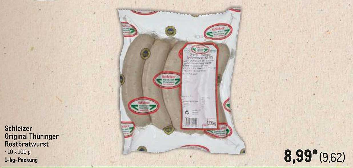 Schleizer Original Thüringer Rostbratwurst – 1-kg-Packung