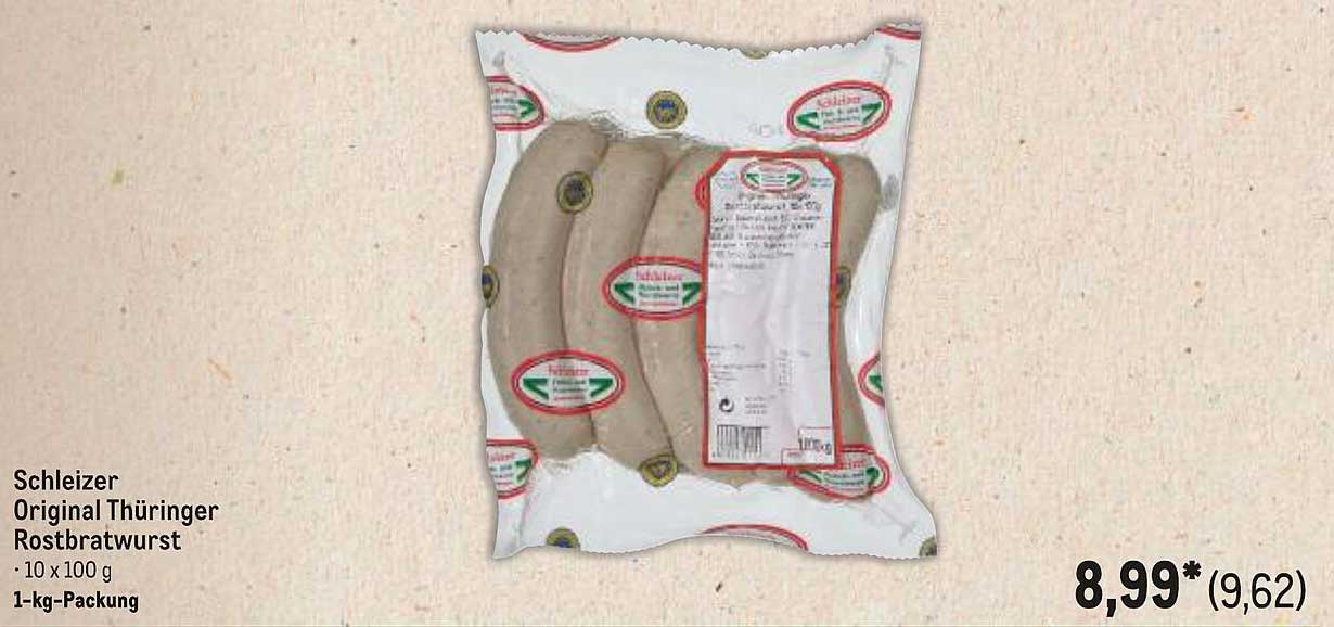Schleizer Original Thüringer Rostbratwurst - 1-kg-Packung