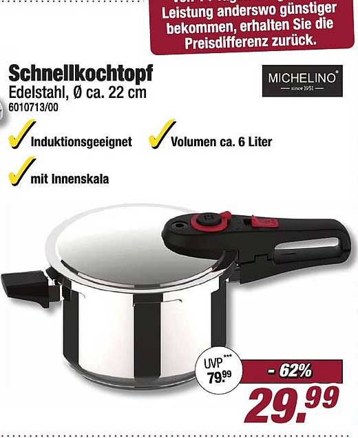 Schnellkochtopf Edelstahl, Ø ca. 22 cm