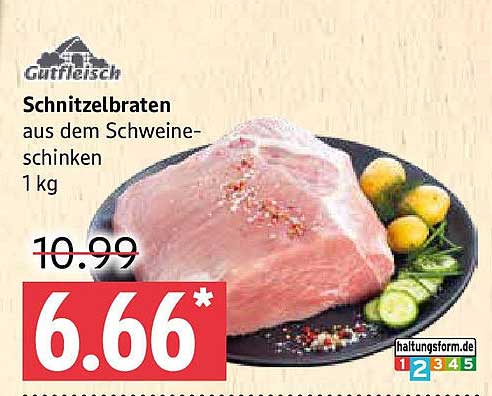 Schnitzelbraten aus dem Schweine-schinken 1 kg