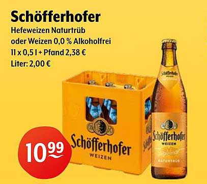 Schöfferhofer Hefeweizen Naturtrüb oder Weizen 0,0 % Alkoholfrei – 11 x 0,51 l