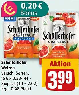 Schöfferhofer Weizen Grapefruit 6 x 0,33 l - Aktionspreis