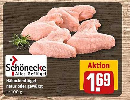 Schönecke Hähnchenflügel natur oder gewürzt je 100 g