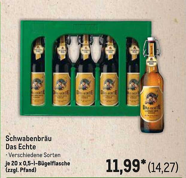 Schwabenbräu Das Echte - Verschiedene Sorten 20 x 0,5 l-Bügelflasche