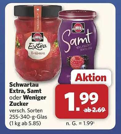 Schwartau Extra, Samt oder Weniger Zucker - Verschiedene Sorten erhältlich!