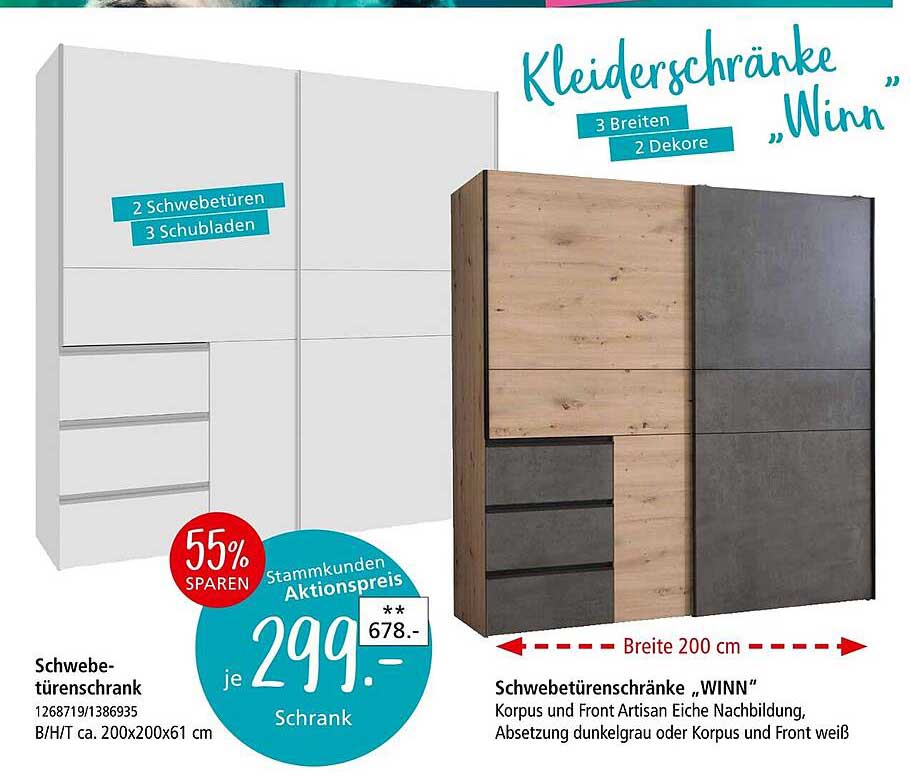 Schwebetürenschrank "WINN" - 55% sparen