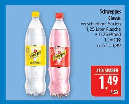 Schweppes Classic - verschiedene Sorten 1,25 Liter Flasche