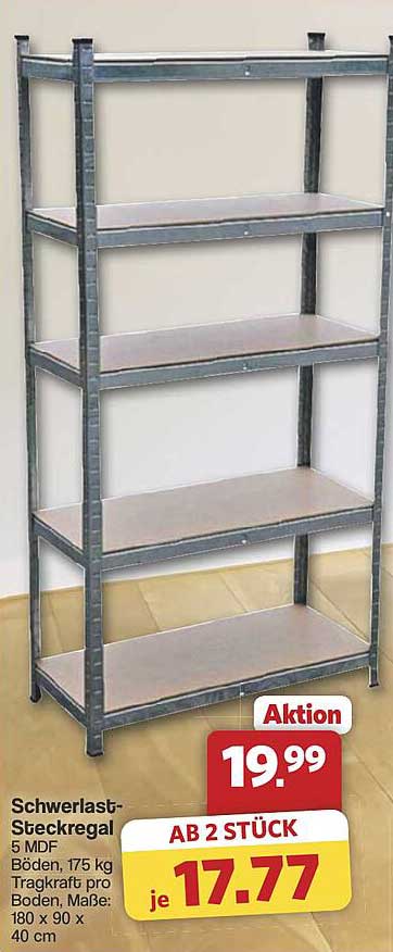Schwerlast-Steckregal 5 MDF Böden, 175 kg Tragkraft pro Boden